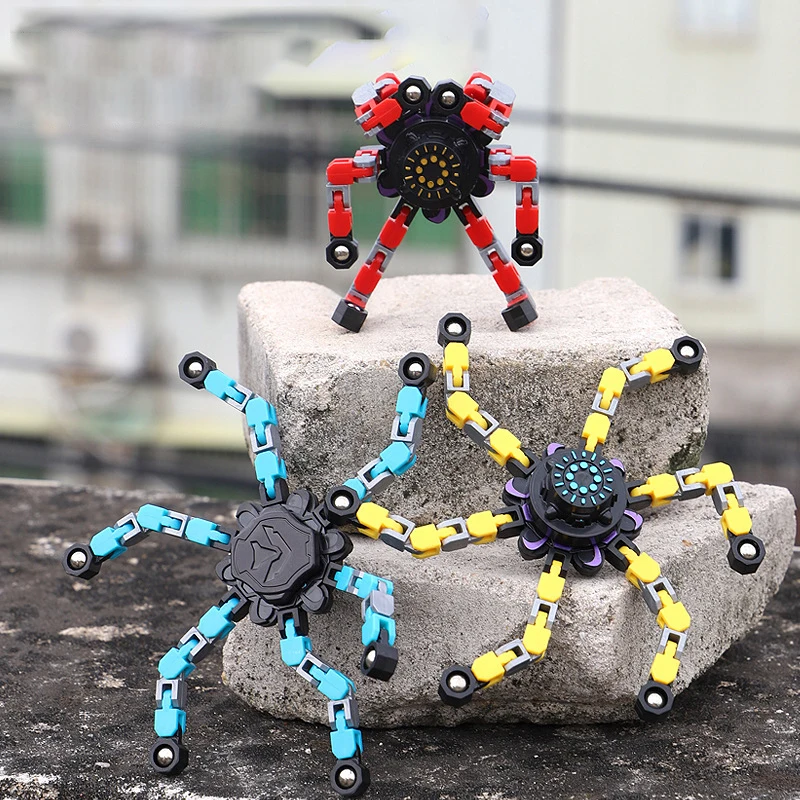 The New Most Popular Plastic Fingertip Gyroscope Rotating Toy Mecha Gyroscope Chain Bearing Deformable Stunt Fidget Spinner