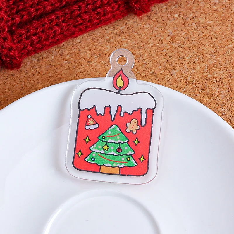 christmas decorations keychains Customized Acrylic Key chain 2D Plastic Charm Key Chain Custom Logo Personalized Pendant Charms