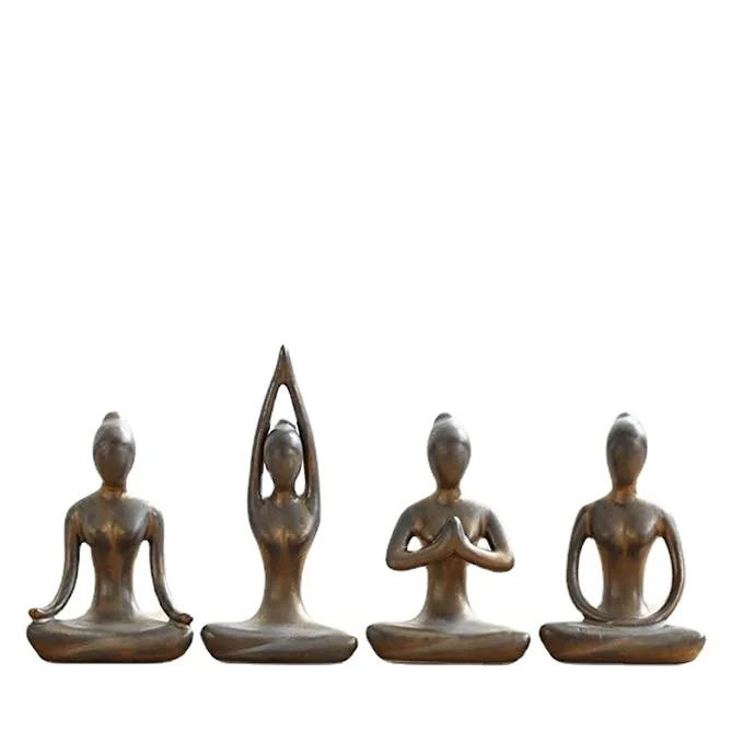 Jiayi Hot Sales Creative Custom In Resin Black Figurine Abstract Yoga Statue Sculpture