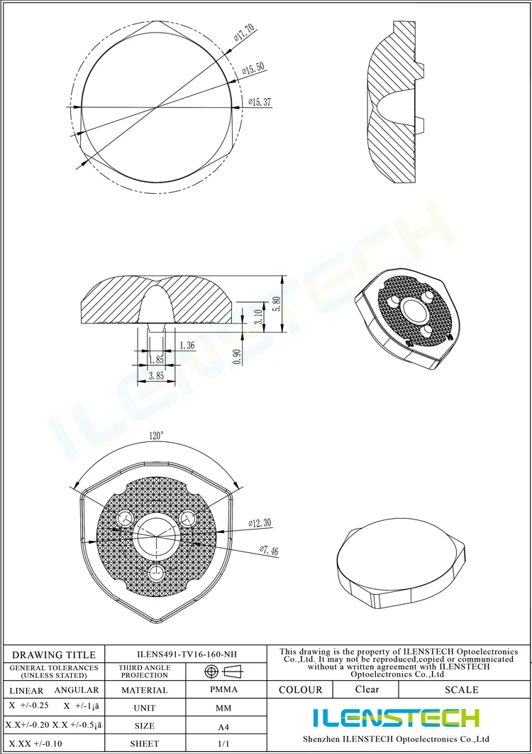 ilenstech 160 degree backlight led tv lens 3030 ilens491