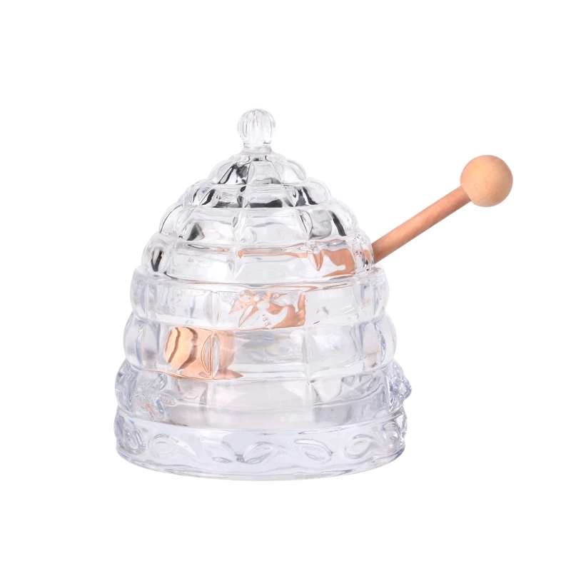Free Sample High Quality Crystal Glass Honey Dish With Lid Hone Jar Container With Color Box Package
