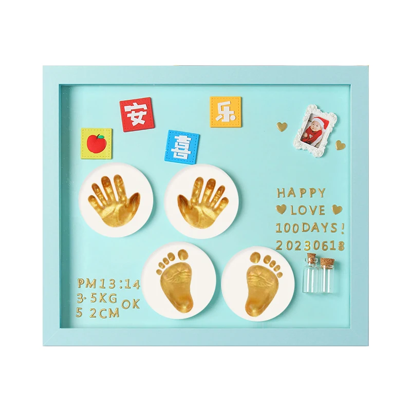 2023newborn baby hand and foot print photo frame baby souvenir ink pad photo frame