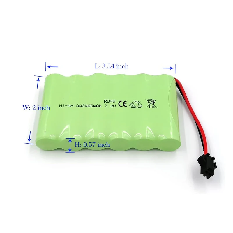 Jieyo Nimh AA 2400mah 7.2v Battery Pack Size AA Ni Mh Rechargeable Batteries With Plug And Charge Cable For Remote Control Car