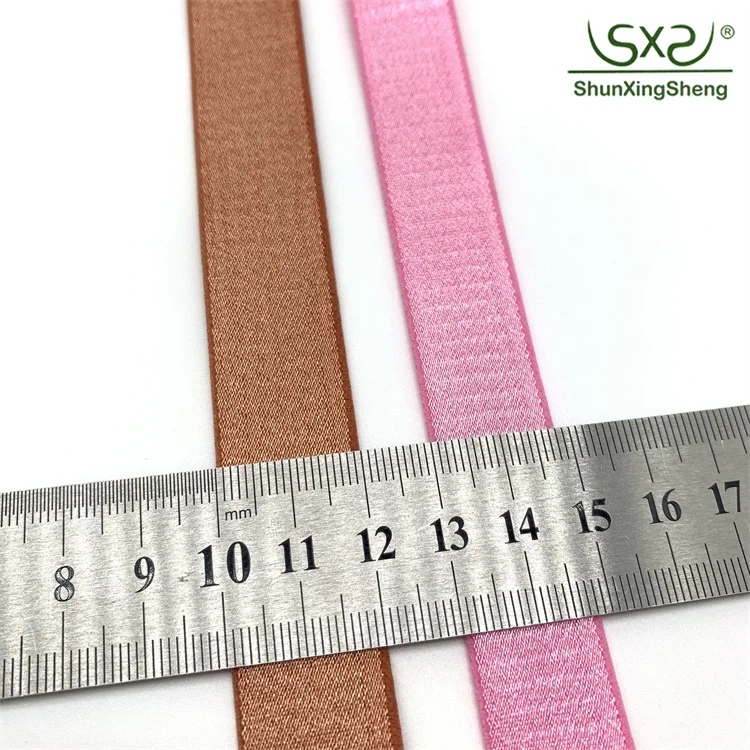 Custom Design Satin 2Cm 3/8 Jacquard Overlock Plush Back Both Sides Picot White Nylon Spandex Women Sexy Bra Elastic Strap