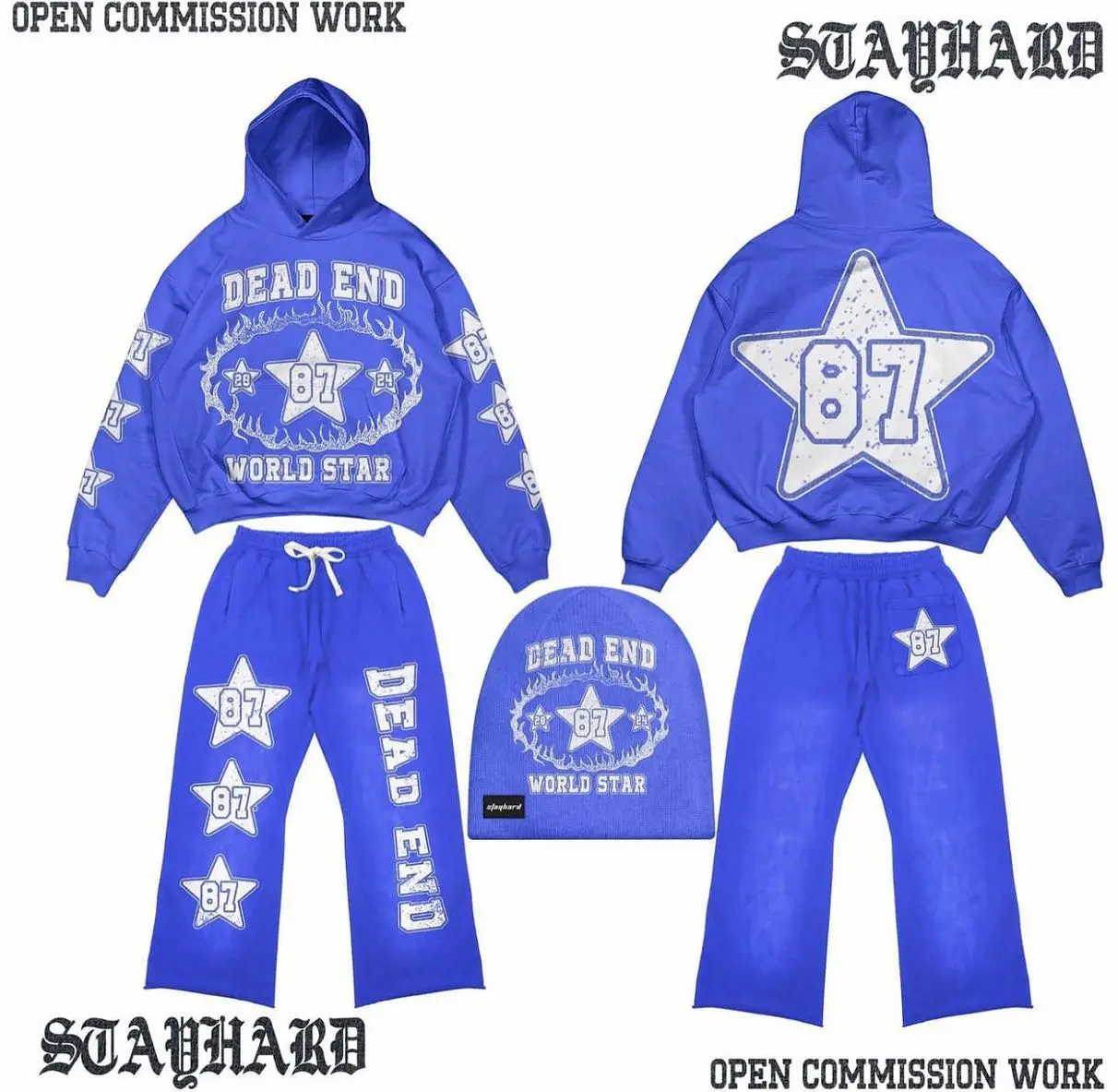 Custom puff print Men Sets Jersey-lined Oversized fit GRAPHIC Fleece Hoodie Joggers Tracksuit Set