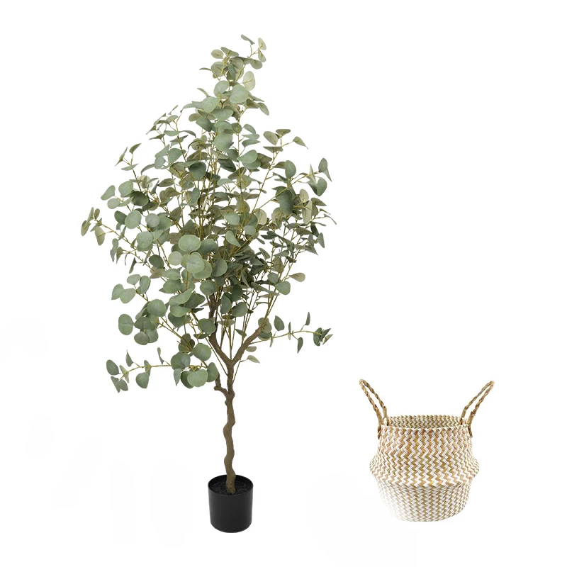 New Design Eucalyptus Tree Artificial Greenery Plants Ornaments Silver Dollar Leaves for living room decoration