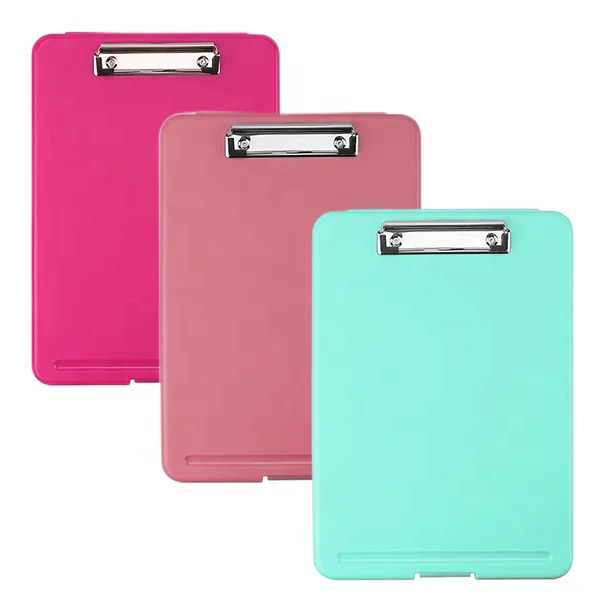 Promotional Eco friendly Slim Plastic Clip board with Portable large capacity Storage Nursing Clipboard