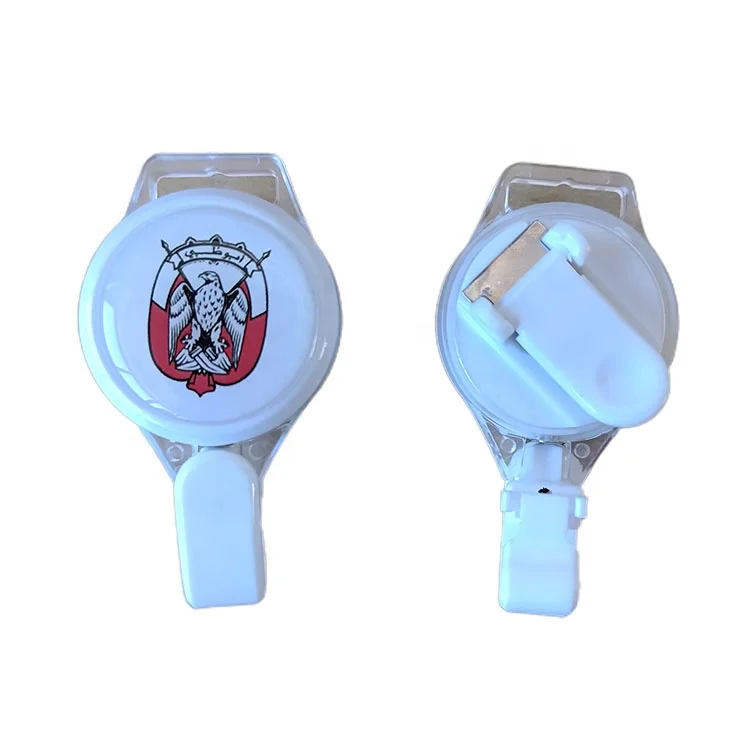 Custom Logo Branded Fancy Round Plastic Lanyard Retractable Badge Reel with 360 Rotatable Blip on the Back & a 15mm Lanyard Hole