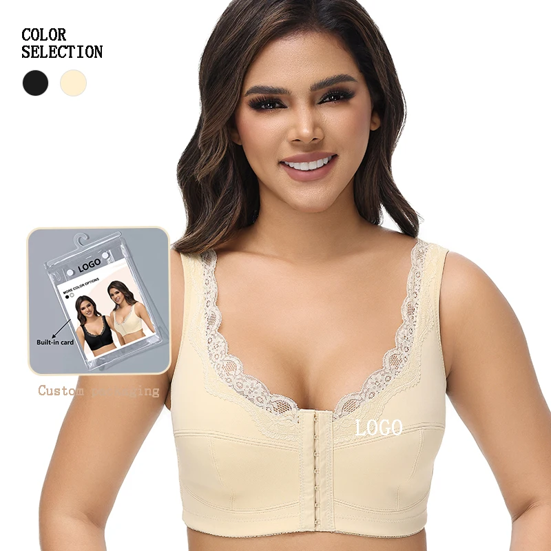 Women plus Size Body Shaper Bra High Compression Post Surgery Bra Fajas para mujer Colombianas Shapewear Bra With Lace