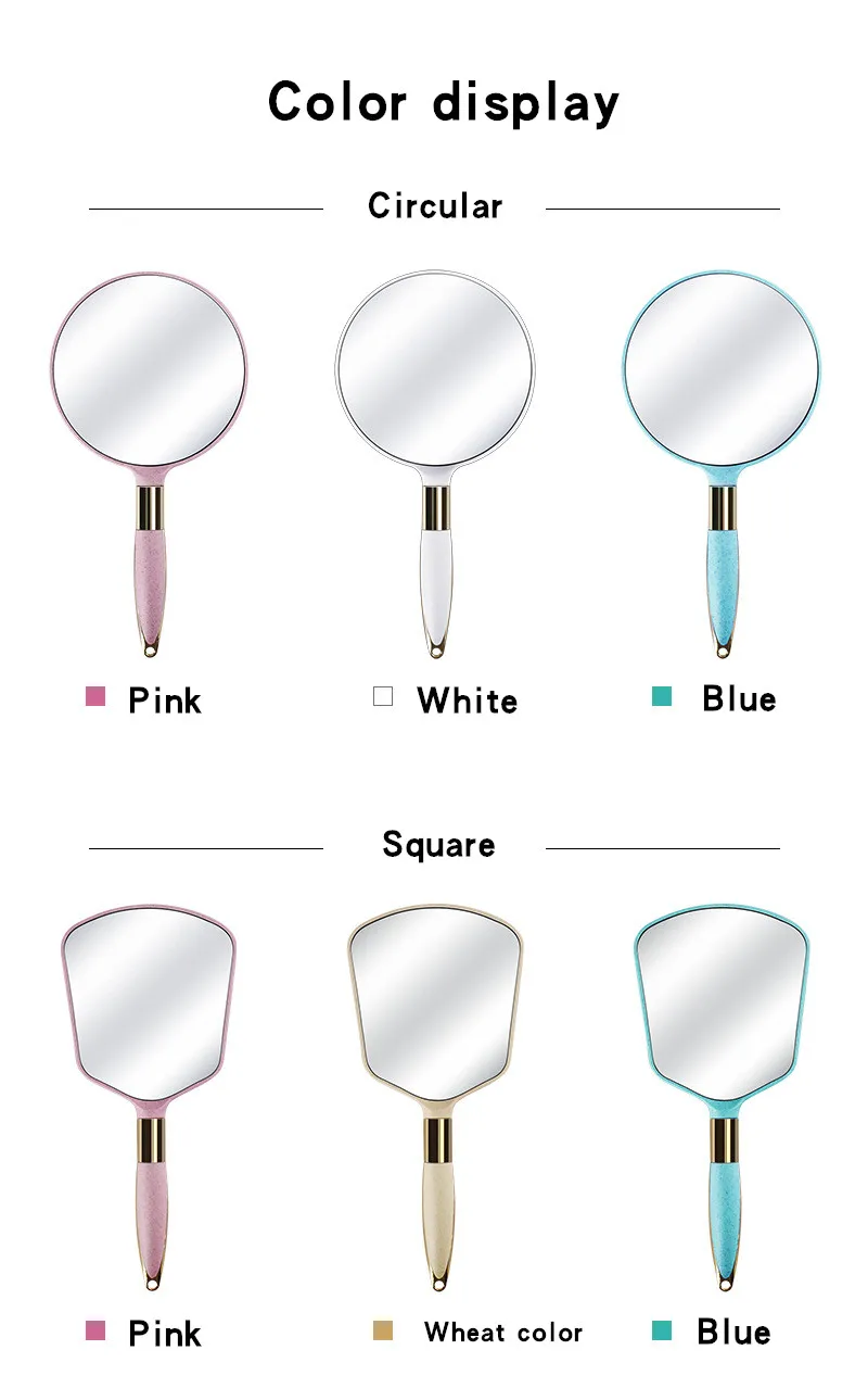 Wholesale creative solid color HD handle cosmetic mirror retro portable beauty handle mirror