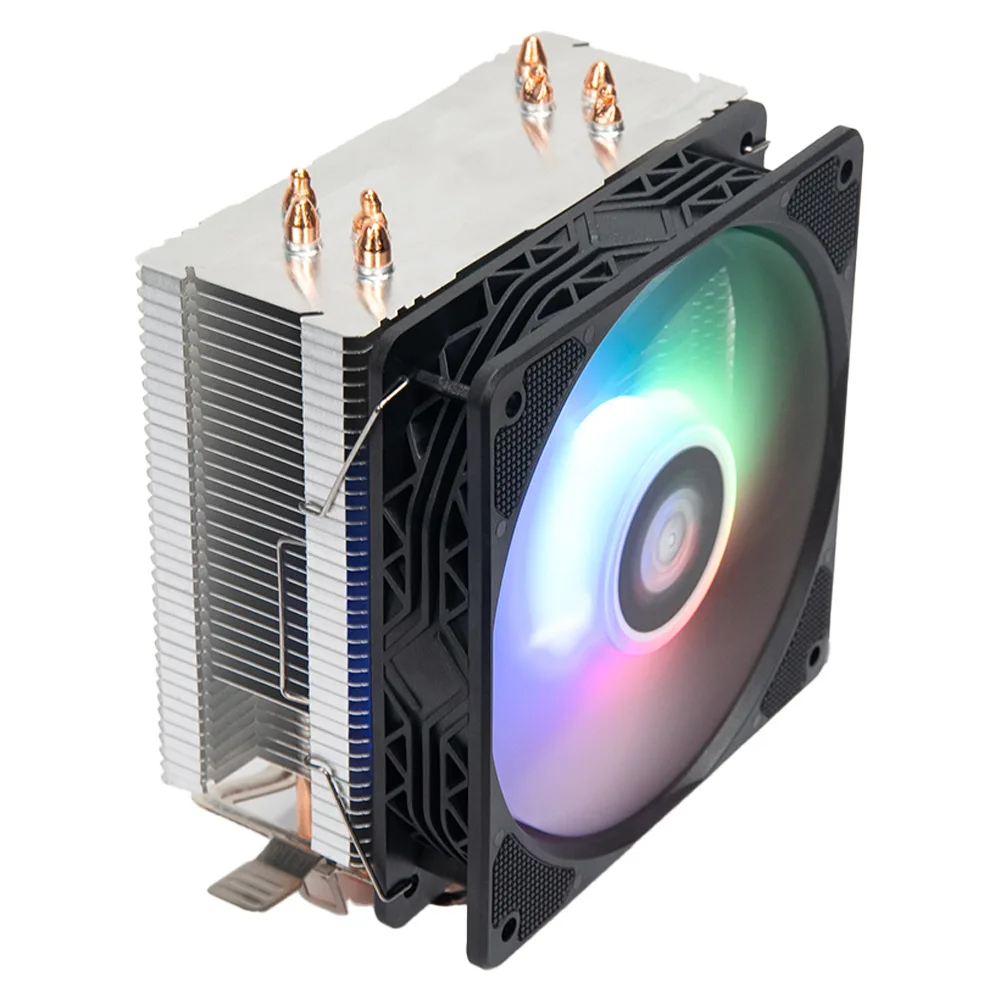 Jungle Leopard S40 CPU Computer Air Cooler With 4 Copper Tubes Silent Fan 12cm Desktop  Featuring Colorful Lighting Processor