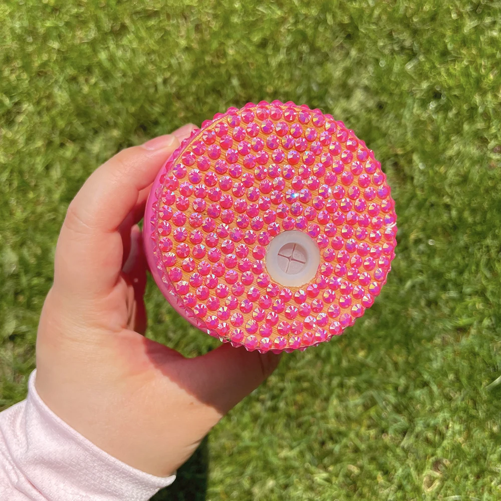 Reusable rhinestone bling pp lid for 16oz glass can Super Sparkly Bling Plastic Covers for 20oz Beer Glass Can