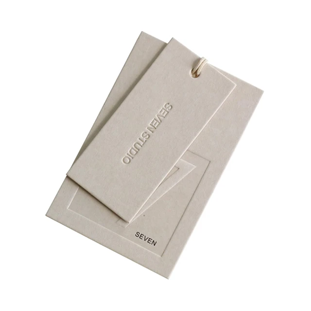 Garment Swing Tags Clothes Label print Name logo Plastic hang tag with string paper hangtags For Clothing own logo