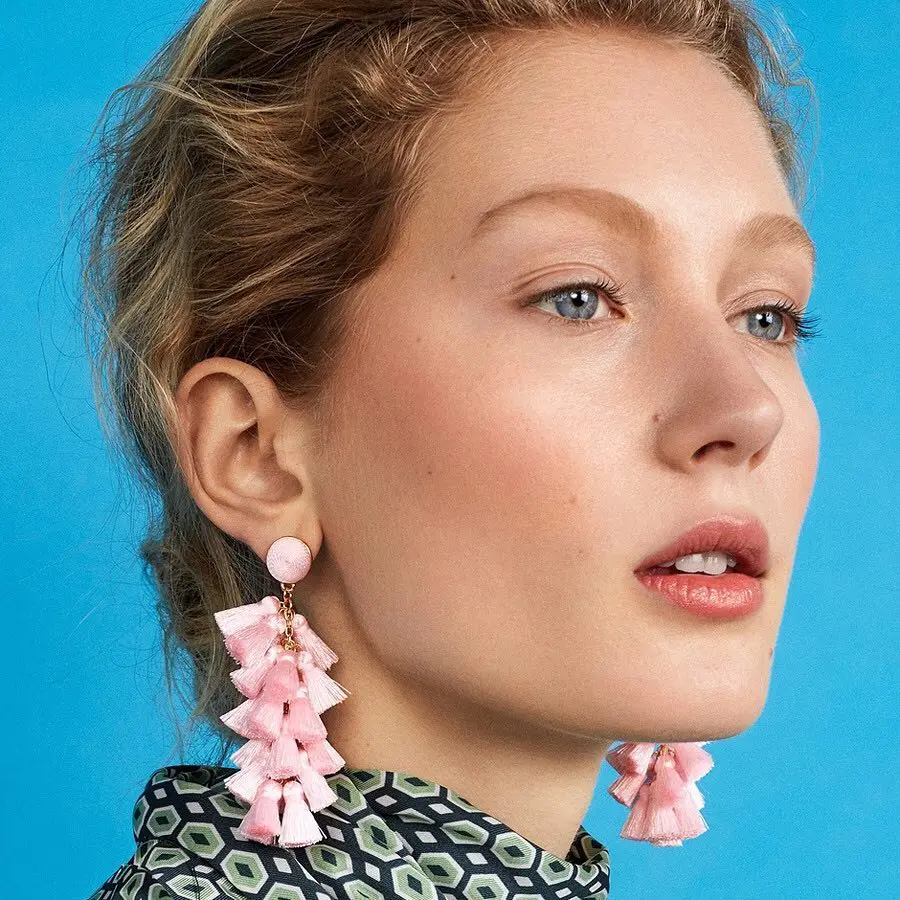 
Barlaycs 2019 Fashion Statement Bohemian Long Beaded Tassel Fringe Thread Dangle Earrings for Girls Women Jewelry 