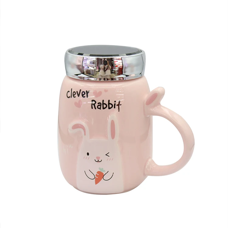 Creative Easter Rabbit Printing With Mirror  Ceramic Coffee Tea Milk Cup  Mugs