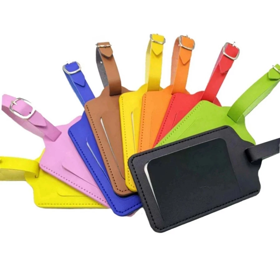 Custom LOGO Printed PU Leather Suitcase Luggage Tag Label Bag Pendant Handbag Portable Travel Accessories Name ID Address Tag