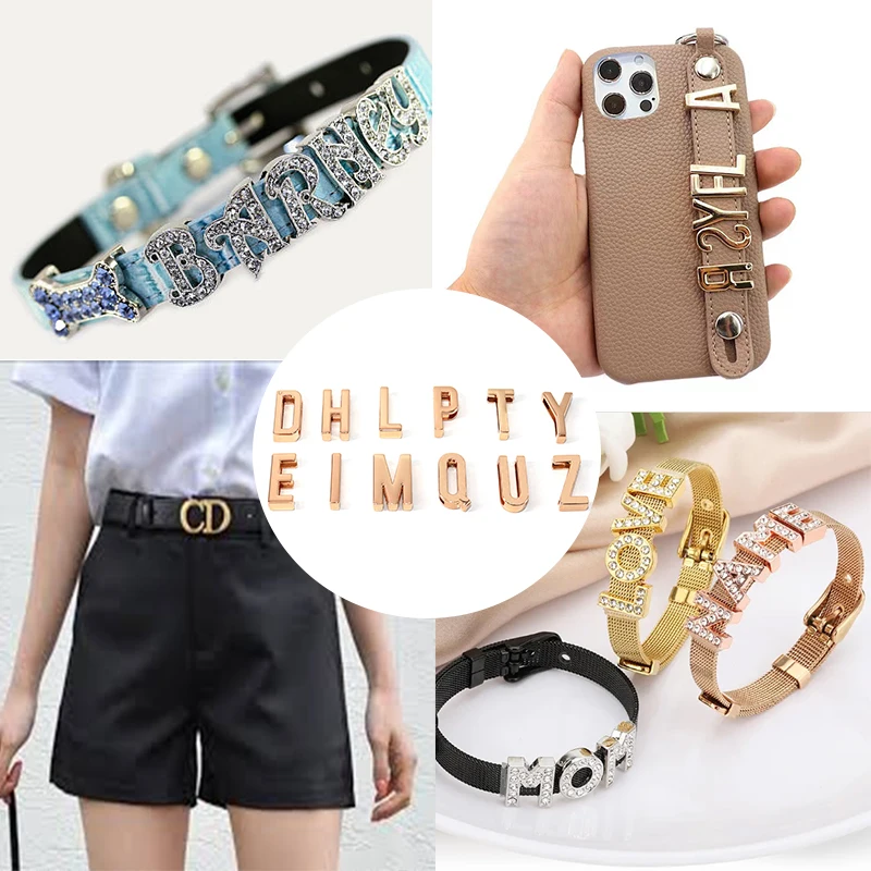 Manufacture 8mm Alloy Small Charm Letter Nickel-Free Bag Accessories Brand Logo Metal Letters For Leather Bags And Clothing