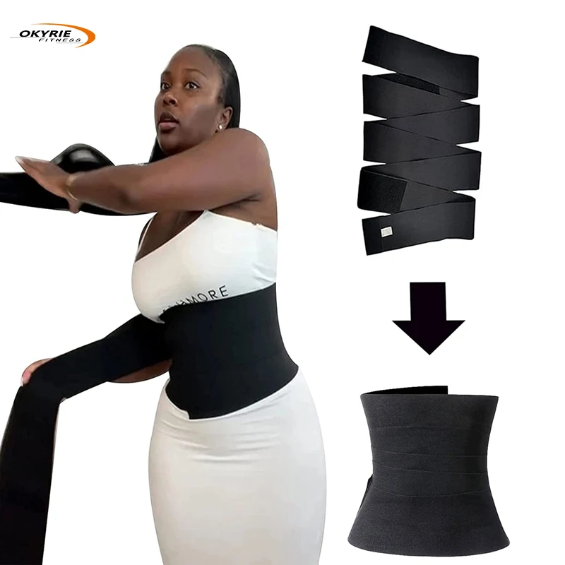 Okyrie wrap training belt plus size high compression 8 meters lipo seamless tummy pinn waist belt training wrap