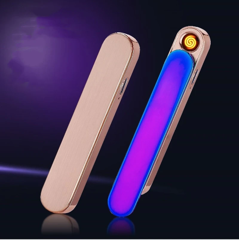 Оптовая продажа перезаряжаемая электрическая USB-зажигалка тонкая беспламенная катушка зажигалка для курения женский подарок персонализированный