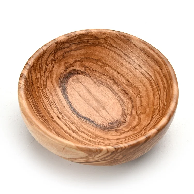 Graceful Wooden food dessert plate Grain Small Round Olive Wood Saucer Dish Japanese Dipping Seasoning Bowls