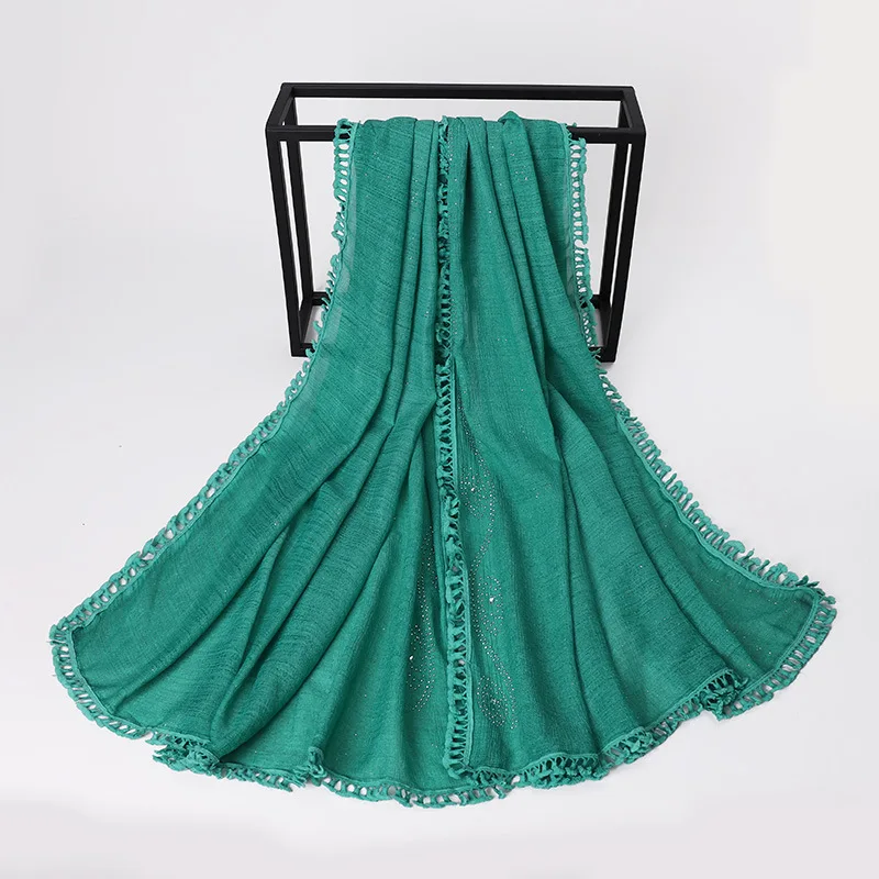 Женский хиджаб Baotou с кисточками, монохромный мусульманский шарф из Малайзии, Индонезии, 2022