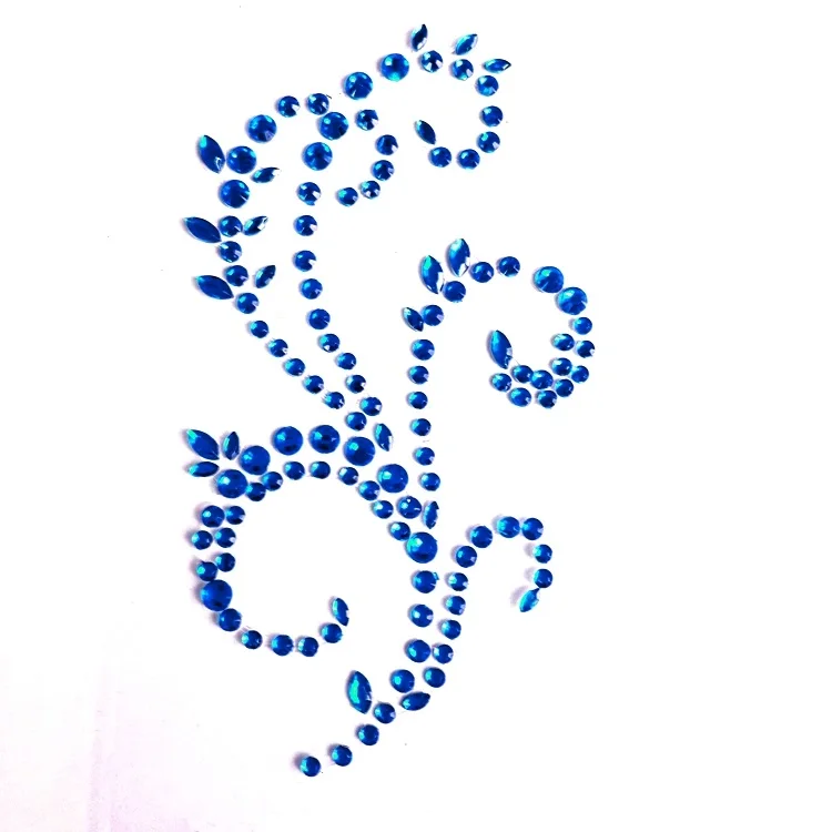 Custom Flower Vintage wall laptop glass Decor Rhinestone Flourish Sticker for Paper craft