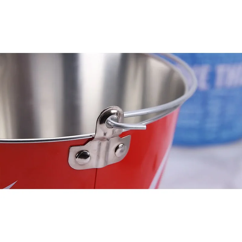 Custom Ice Bucket New Design Decorative Empty Tin Ice Bucket With Holder Beer Bucket 6 Bottles