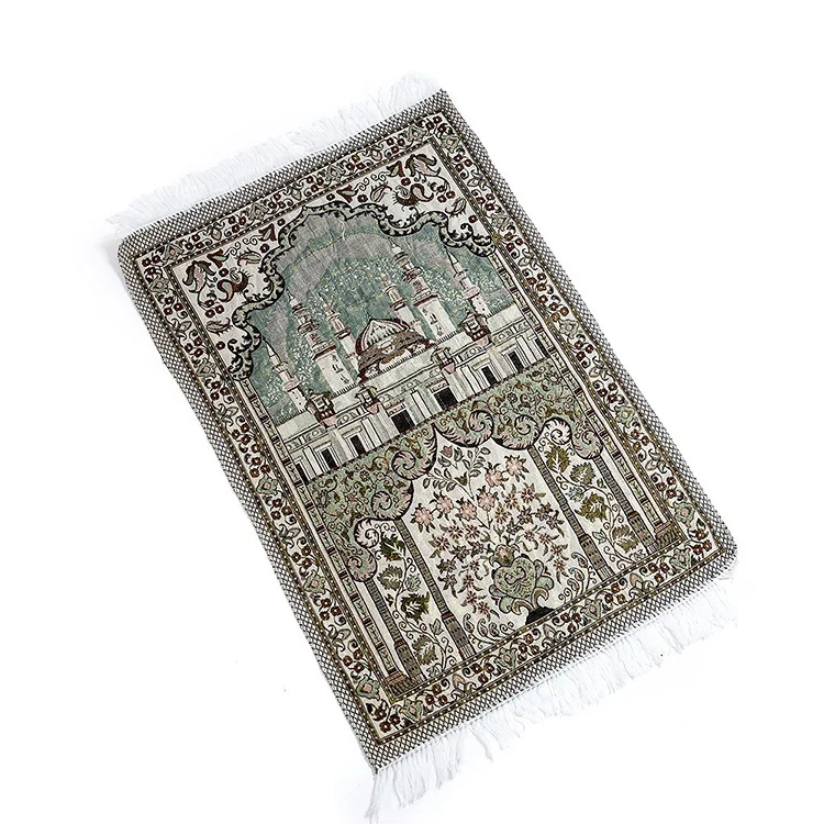 Wholesale Custom Cotton Islamic Prayer Carpet Design Stylish Muslim Travel Folded Prayer Mat For Eid Gift