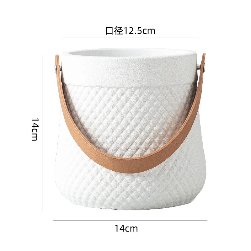 Amazon hot selling creative ceramic round flower pot balcony bonsai pot hotel home furnishing portable flower pot