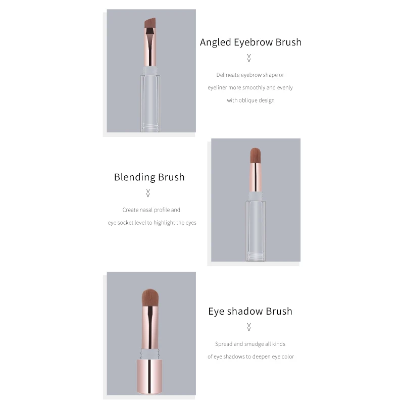 3 in 1 multi functional makeup brushes Angled Eyebrow Eyelash Brush with Private Label