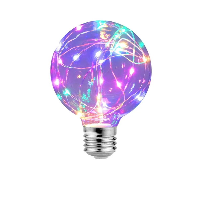 LED Edison String Night Light Bulb Copper Wire Bulb Home Decor Holiday Lamp RGB G95 Colorful Round Globe Glass E27 110V 220V OEM