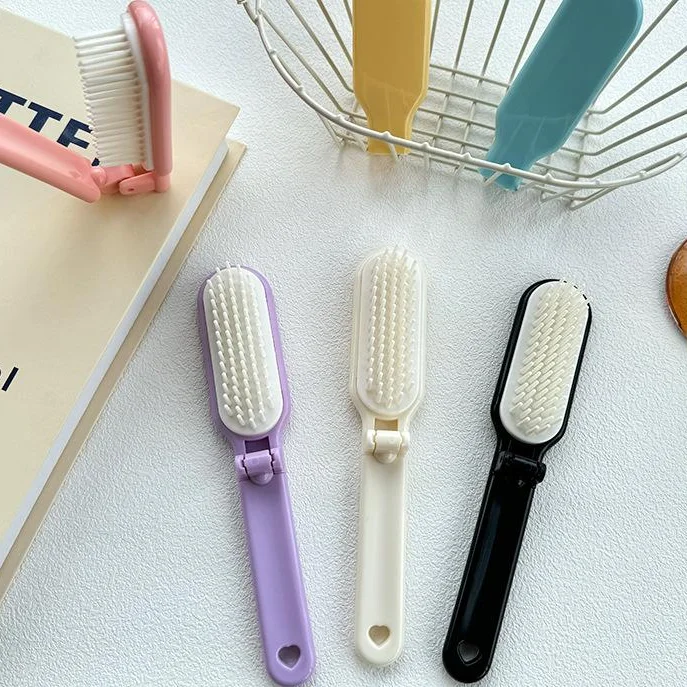 Wholesale Cheap Price Multicolor Folding Hair Comb Travel Pocket Mini Portable Hair Brush Accept Your Logo