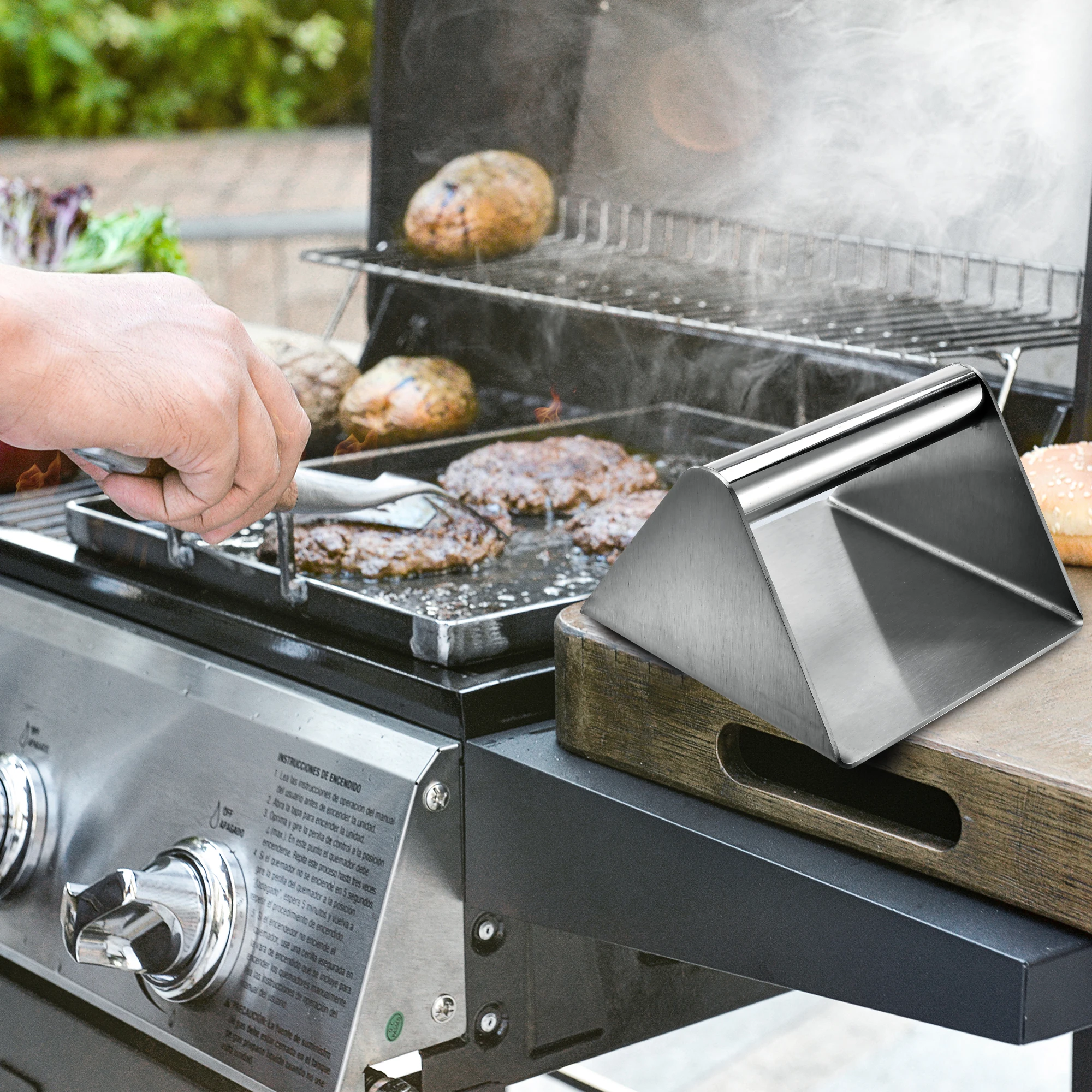 Food Safe Aluminum Alloy Burger Meat Patty Press with Detachable Soft Touch TPR Handle