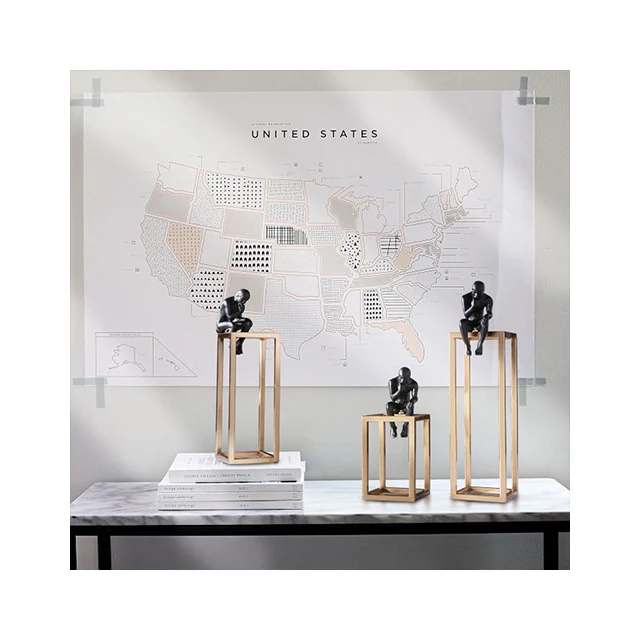 Thinking Man Resin Sculpture Home Decoration Metal Art Decor Abstract Human Sculpture