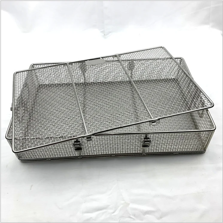 Customized disinfection basket 304 316 with handle stainless steel wire mesh ultrasonic cleaning basket