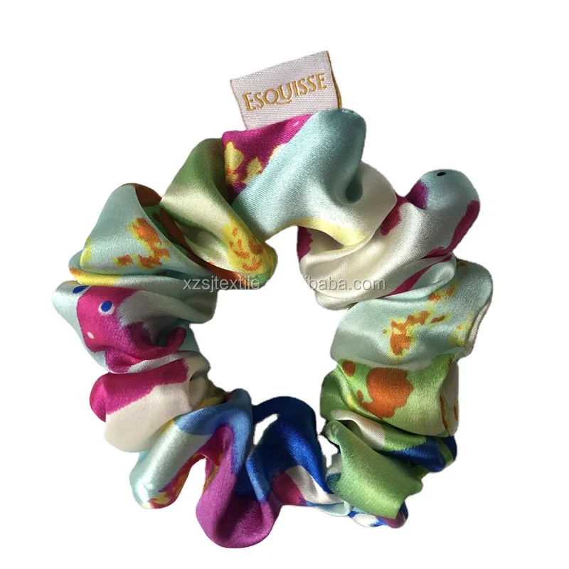 Digital Printed 3pcs Pack Elastic Scrunchy Hair Ties Silk Satin Hair Scrunchies