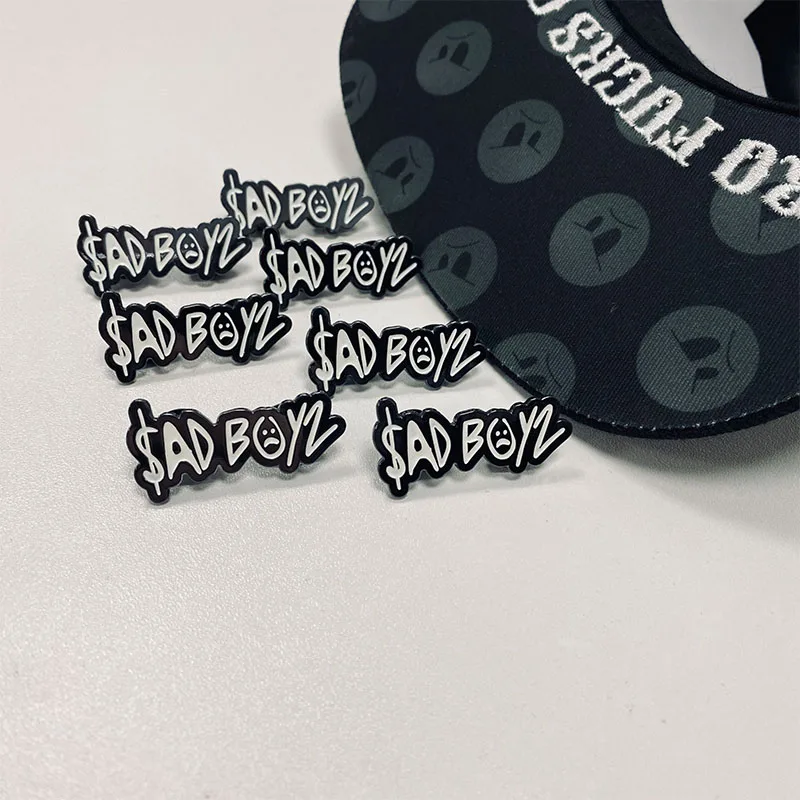 wholesale Sad Boy Luminous Glow in the Dark Hat cap Pins Custom Hard Soft Enamel Lapel Pins
