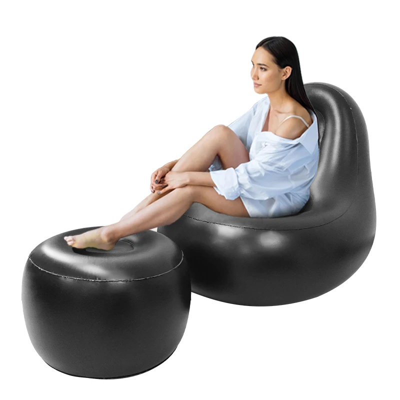 Hot Sale Pvc Living Room Furniture BBL Relax Air Chair Lazy Inflatable Sofas With Foot Stool