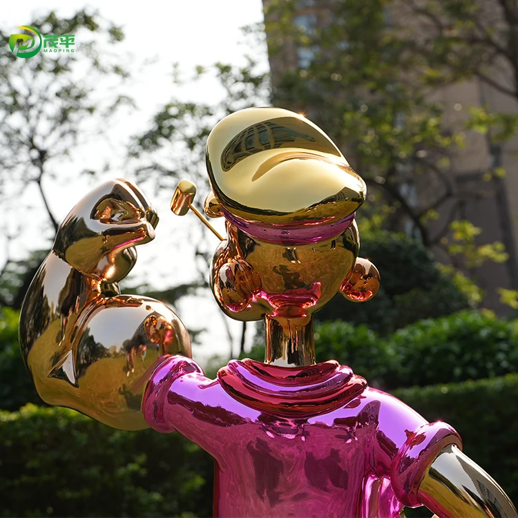 Modern Customization Service home decoration metal crafts art high quality cartoon color resin fiberglass popeye sculpture