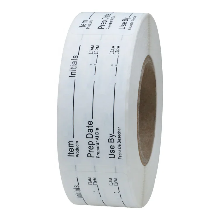 Hybsk 1 x 2 Inch Shelf Life Labels for Food Rotation Use By Food Preparation Stickers Prep Date Total 500 Labels Per Roll