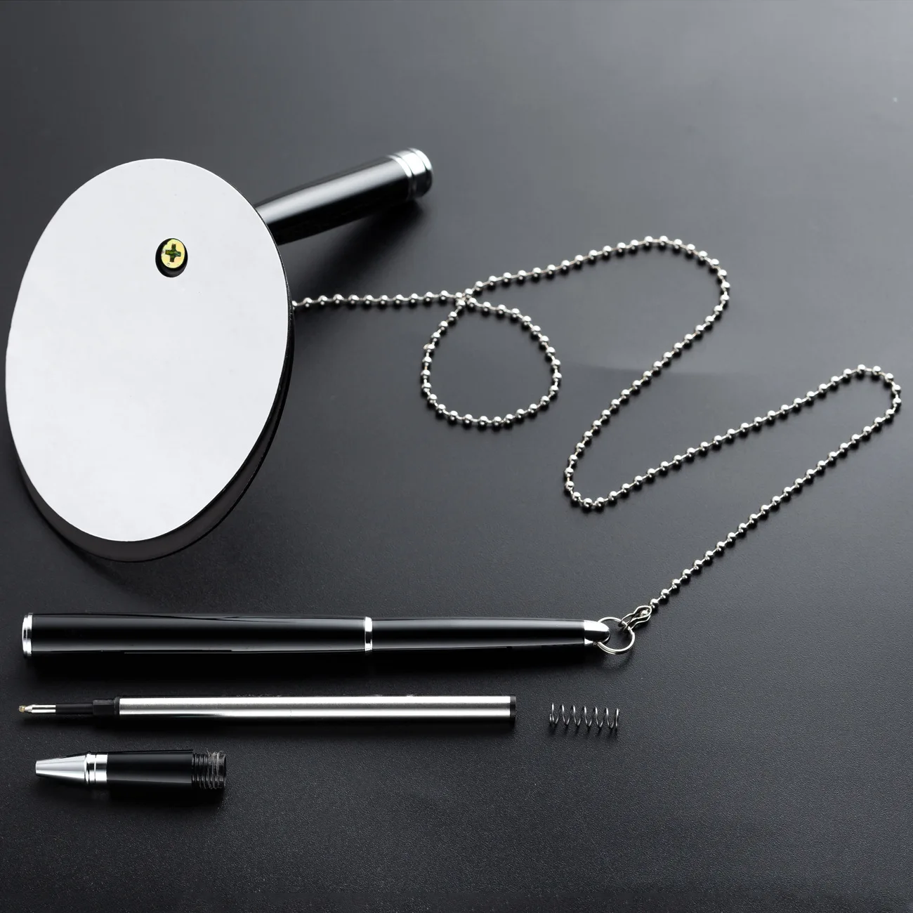 Оптовая продажа высокое качество стол блестящая черная серебряная Золотая часть покрытая верхней ручкой набор металлических ручек с логотипом для