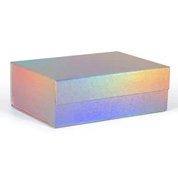 Custom Logo Graduation Laser Paper Flat Packing Luxury Magnetic Box Cosmetic For Foldable Gift Box With Ribbon