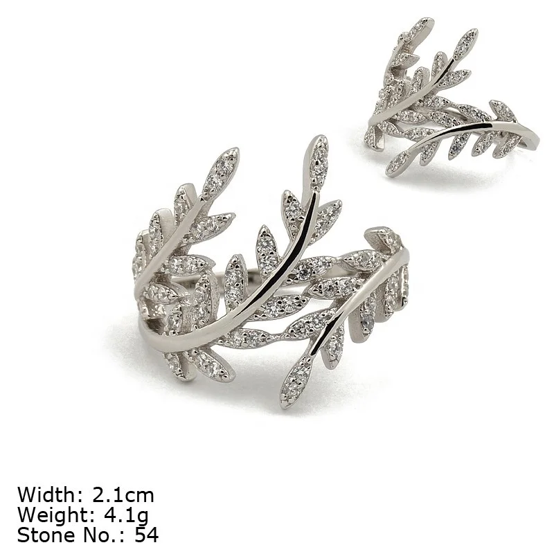 Wholesale Fine Jewelry Leaf Shaped Rings Fashion S925  Sterling Silver 925 Rings