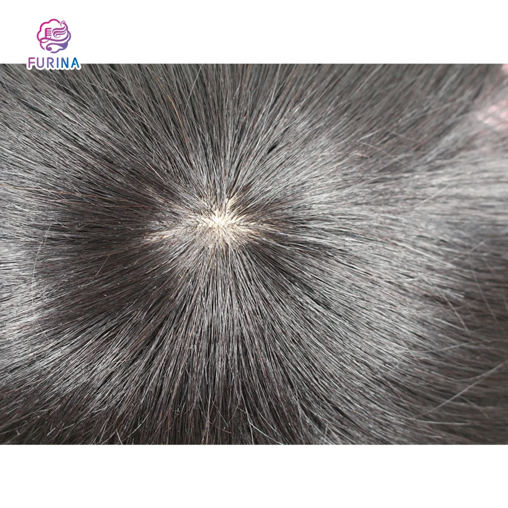 Furina human hair toupee clip on soft net human hair best toupee for men / women 16*18 cm 6 inch hair toupee
