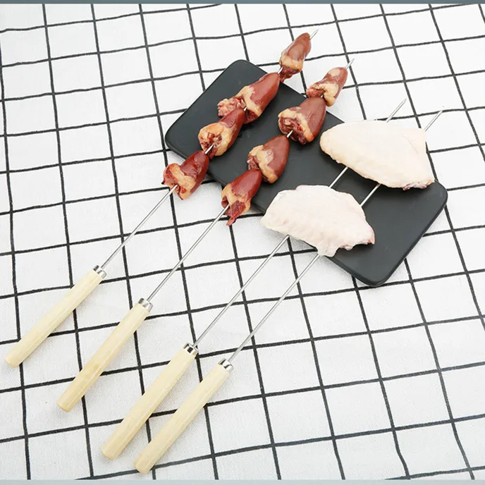 Skewers for Barbecue Reusable Grill Stainless Steel Skewers Shish Kebab BBQ Camping Flat Forks Gadgets Kitchen Accessories Tools