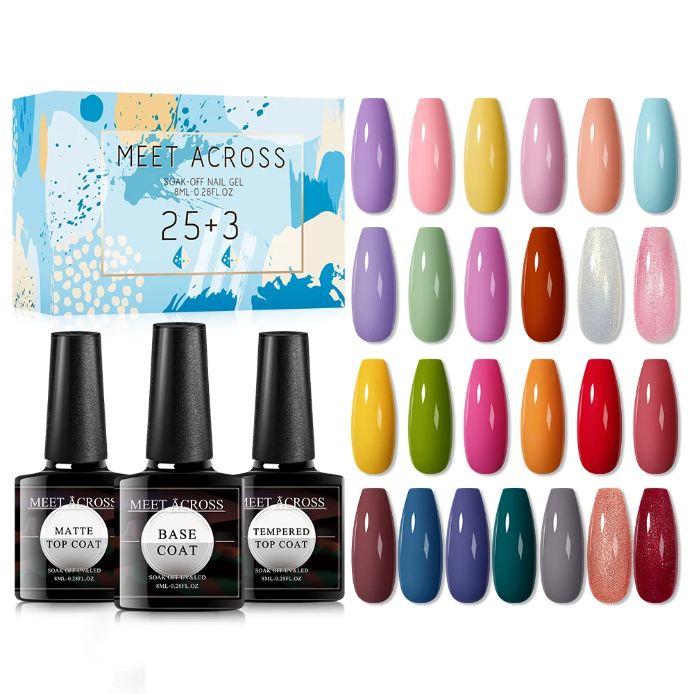 25 Solid Colors 8ml Uv Nail Gift Soak Off Sets Professional Kit Gel Polish Set