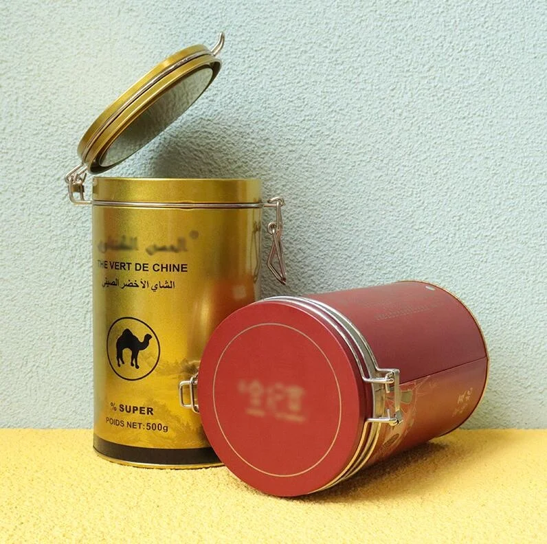 Round Airtight Tin Can Tea Coffee Candy Container Chocolate Cookie Tin Canister Box with Metal Wire Close Lid