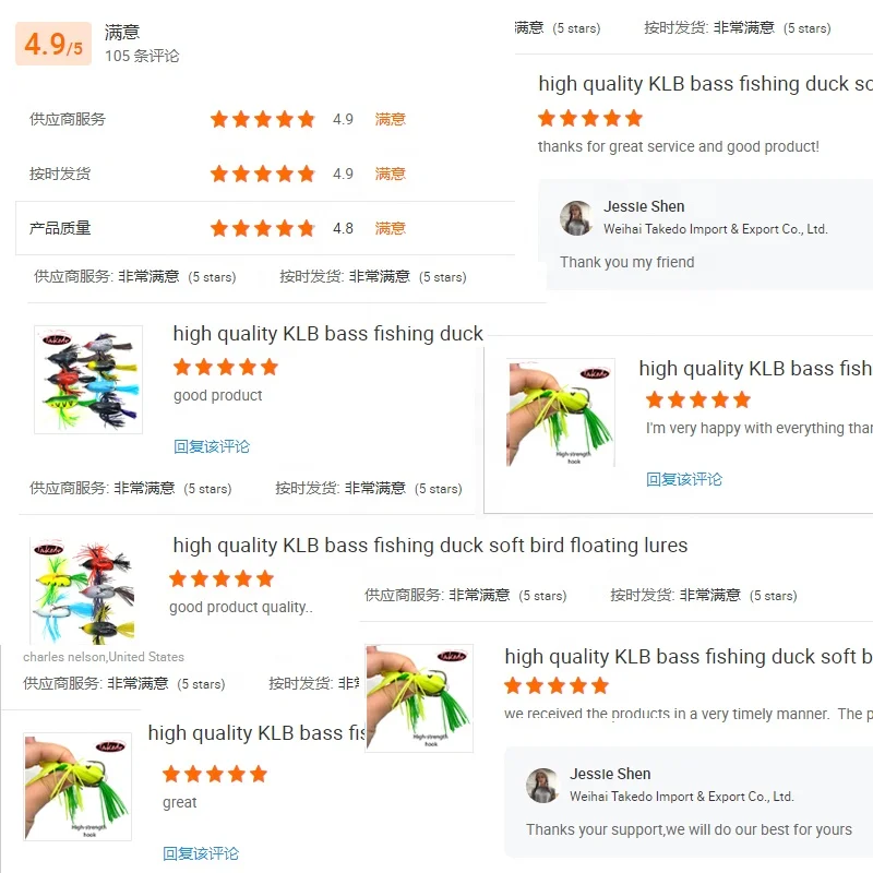 high quality KLB bass fishing duck soft bird floating lures