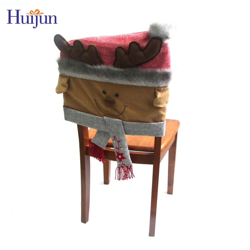 christmas Craft Best selling High Quality 3D christmas chair back cover set of 3 for Home decoration Santa snowman reindeer Festival items