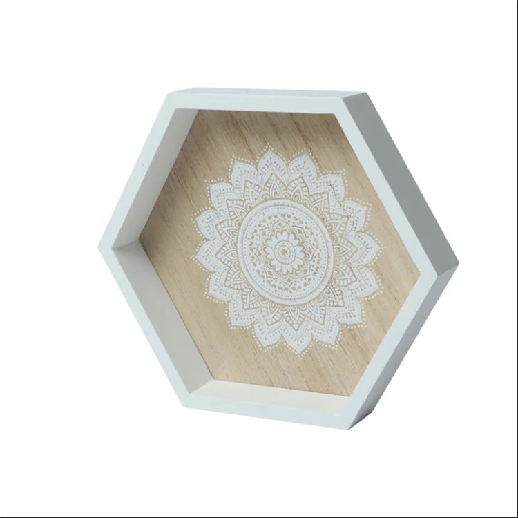Wholesales trays Tree of Life Hand Carved Wooden Breakfast Serving Tray round for Tea Snack Dessert Kitchen Dining Serve